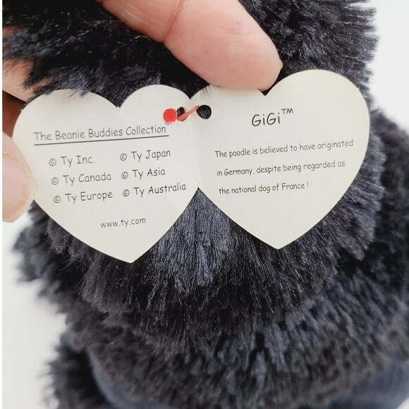 Ty Beanie Buddies Gigi Black Poodle Puppy Dog Stuffed Animal 2003 Red Bows 10” - Picture 5 of 8